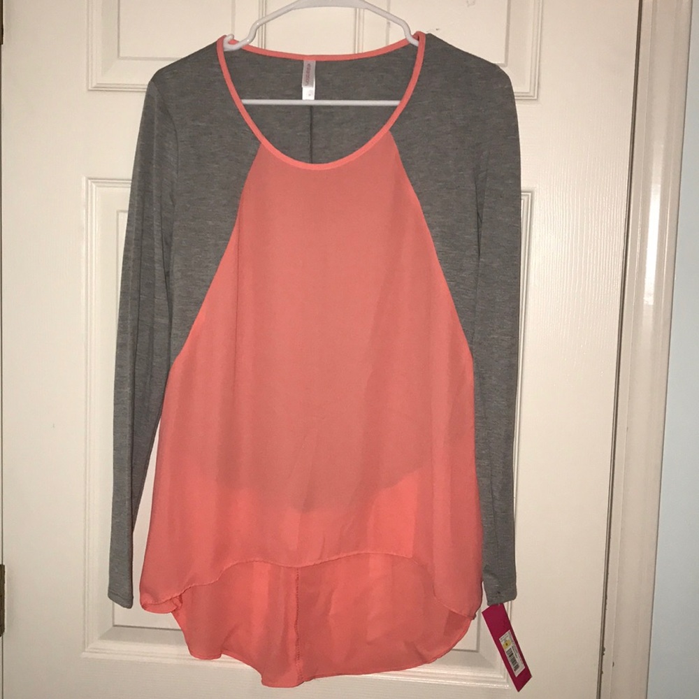NEW WITH TAGS-Gray and orange long sleeve top